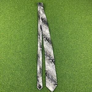 Vintage Mario Ferrari Black Silver Paisley Neck Tie